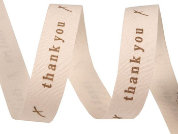 Tasiemka metka bawełniana thank you 15mm