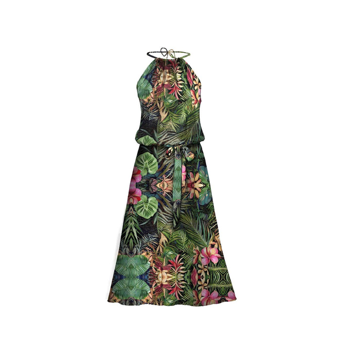 DRESS "DALIA" MAXI - WILD JUNGLE pat. 2 - sewing set XXL-XXXL