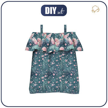 Bardot neckline blouse (SARA) - FAIRY WORLD wz.10 - sewing set - 110-116
