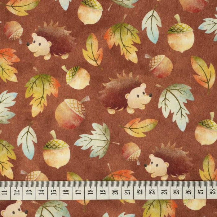 HEDGEHOGS IN LEAVES (AUTUMN GIRL) - single jersey with elastane
