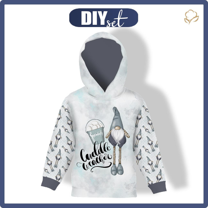 KID'S HOODIE (ALEX) - CUDDLE WEATHER (WINTER IN THE CITY) - looped knit fabric (122/128)