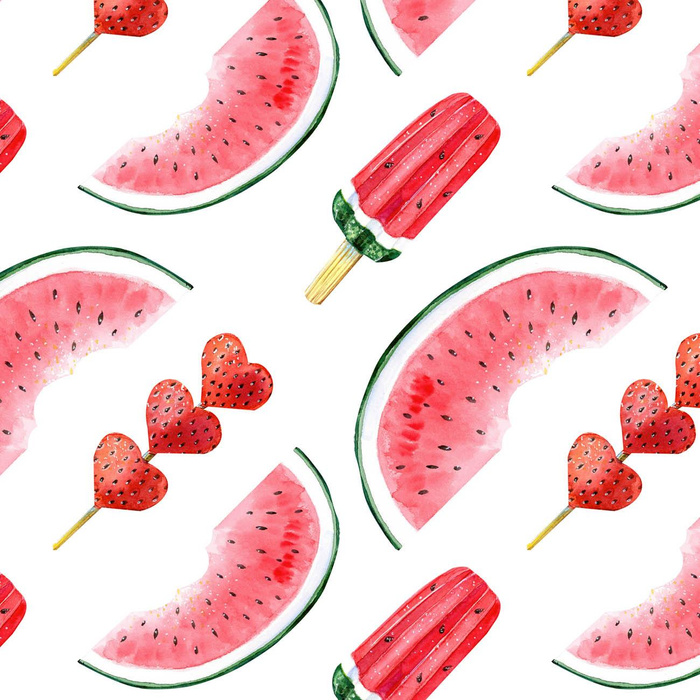 ICE CREAM AND WATERMELONS - Cotton woven fabric