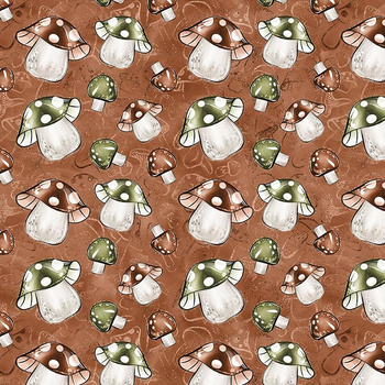 FOREST MUSHROOMS pat. 1 / brown - single jersey with elastane