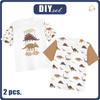 2-PACK - DĚTSKÉ TRIČKO - HNĚDÍ DINOSAUŘI - Sada šití (104/110)