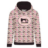 CLASSIC WOMEN’S HOODIE (POLA) - RETRO SEWING MACHINES pat. 1 / pink - looped knit fabric