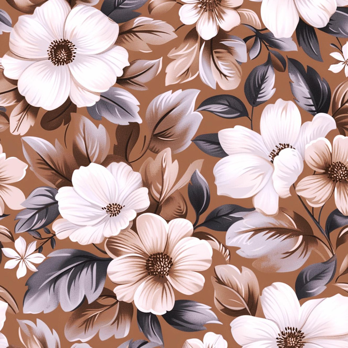 FLOWERS WZ.6/ Mocha Mousse  - dresówka pętelkowa