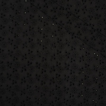 DAISIES / black - Embroidered cotton fabric