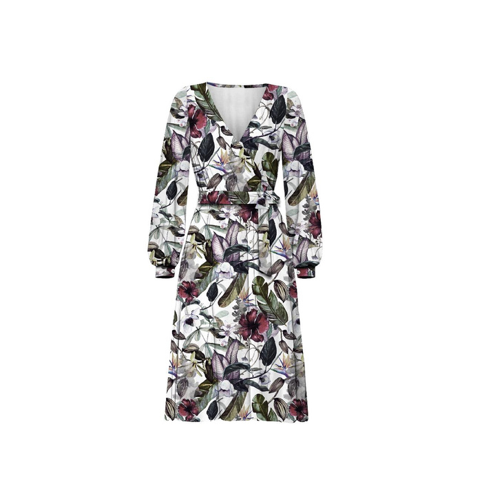 WRAP MIDI DRESS (BIANCA) - PARADISE FLOWERS - sewing set L