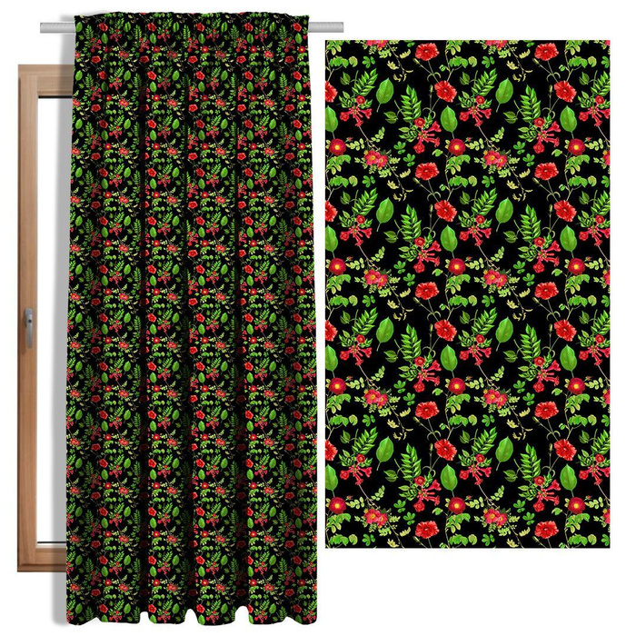 MINI RED GARDEN (PARADISE GARDEN)  - looped knit fabric with elastane