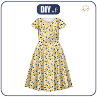 KINDER KLEID "MIA" - BLÜMCHEN M. 2 / weiß - Nähset