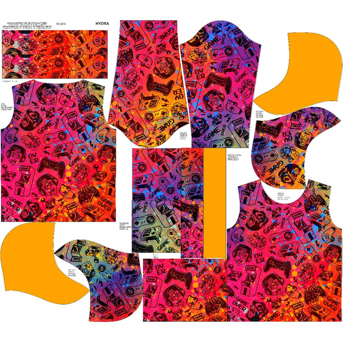 UNISEX HOODIE (HYDRA) - GAME OVER / COLORFUL SPECKS - sewing set XXL