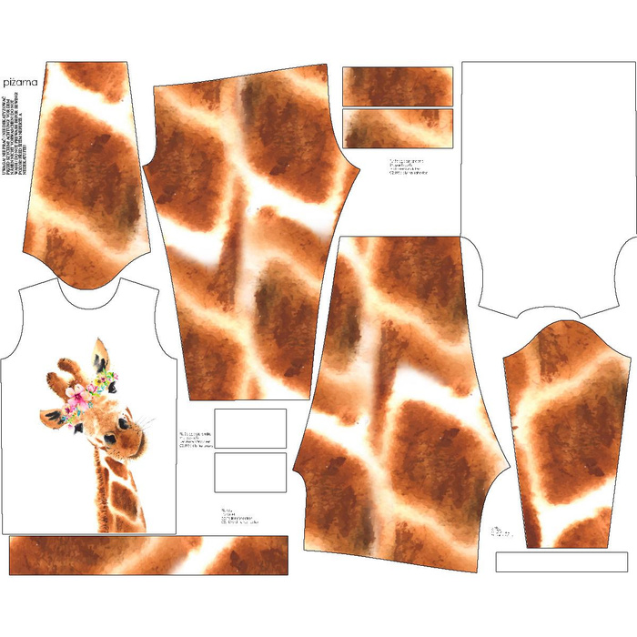 KINDERPYJAMAS "MIKI" - GIRAFFE - Elastische Baumwoll Maschenware (110/116)