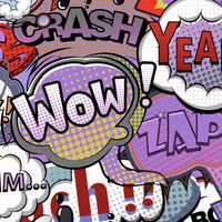 COMIC BOOK (purple - red) - Cotton woven fabric
