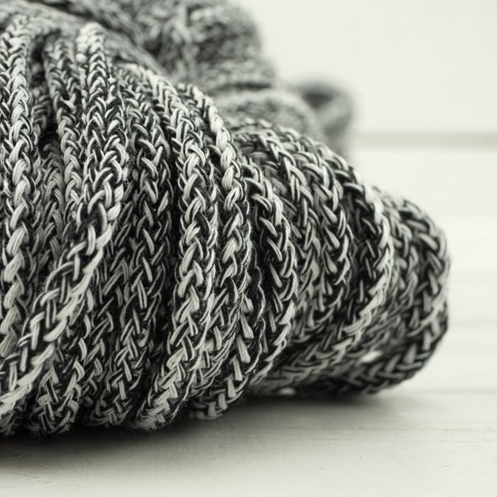 Šňůra bavlněná kulatá 5mm - melanž černý