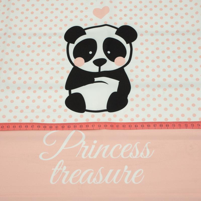 PANDA / pink - panel Waterproof woven fabric EN