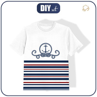 KINDER T-SHIRT- ANKER / Streifen (marine) - Single Jersey