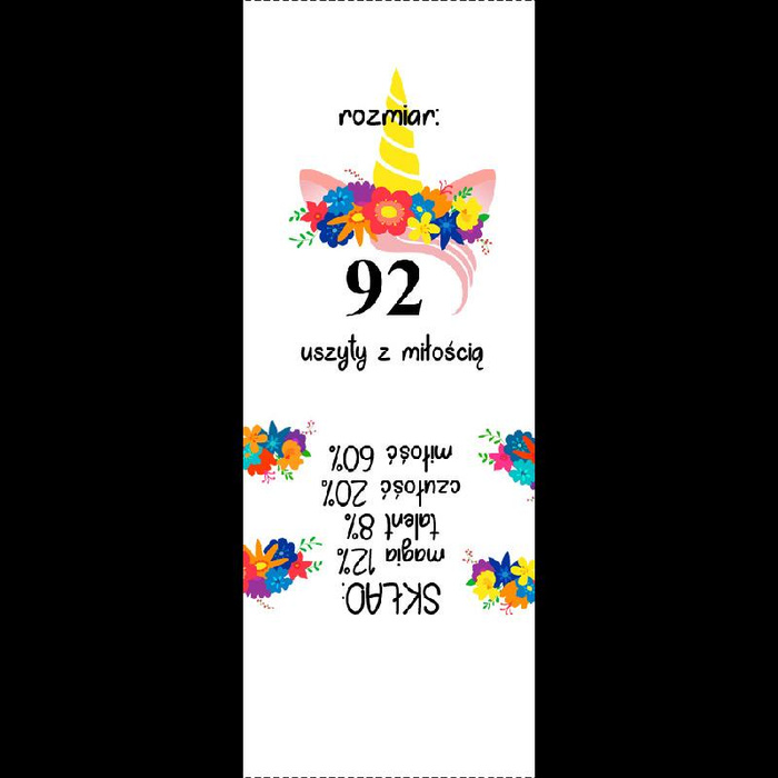 Mädchen Textillabel "EINHORN / Kranz" PL - 9 Stck Set / Größe nach Wahl