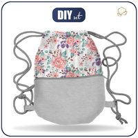 GYM BAG WITH POCKET - WILD ROSE FLOWERS PAT. 1 (BLOOMING MEADOW) - sewing set
