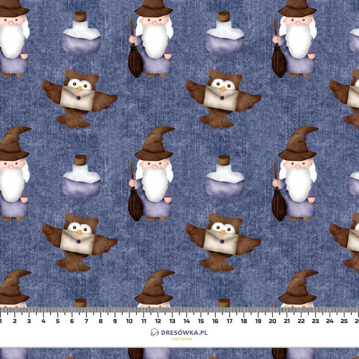 MAGIC MIX 3 (MAGIC SCHOOL) / ACID WASH DARK BLUE - Cotton woven fabric