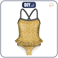 Girl's swimsuit - GLITTER pat. 1 (gold) - 98-104