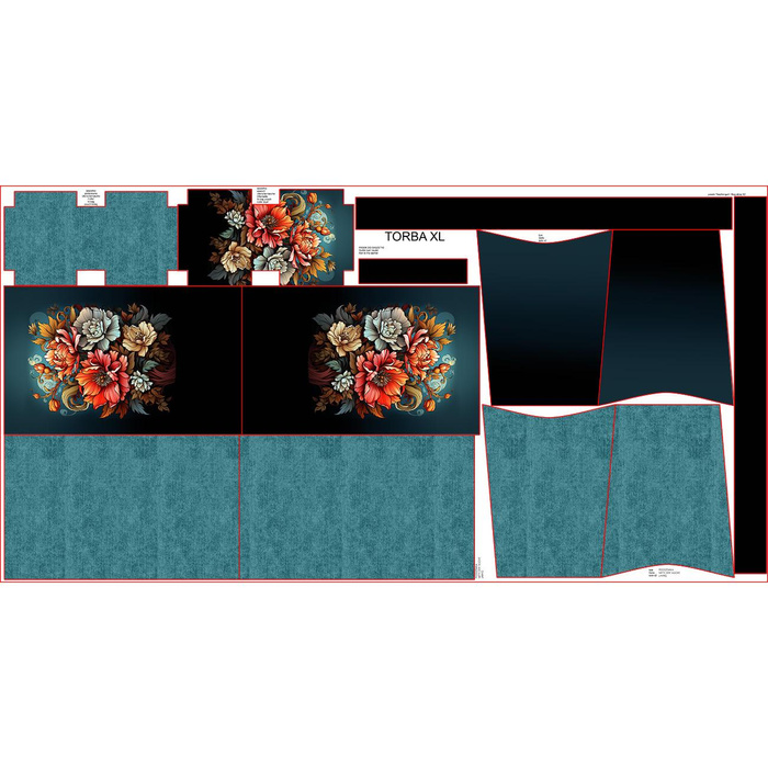 Torba XL z saszetką 2 w 1 - Bouquet of flowers wz.5 - zestaw do uszycia