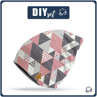 "Beanie" cap - TRIANGLES WATERMELON / graphite 44-47