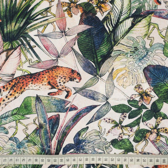 CHEETAH / leaves - Waterproof woven fabric