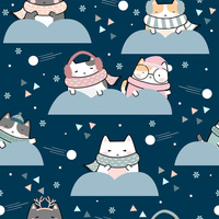 WINTER CATS WZ. 1 - Baumwoll Webware