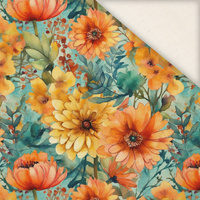 FLOWERS PAPAYA ORANGE WZ. 13 - Slub Weave