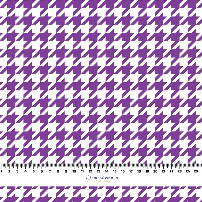 PURPLE HOUNDSTOOTH / WHITE - looped knit fabric