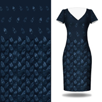 BLUE LEAVES WZ. 2 - panel pro šaty krep