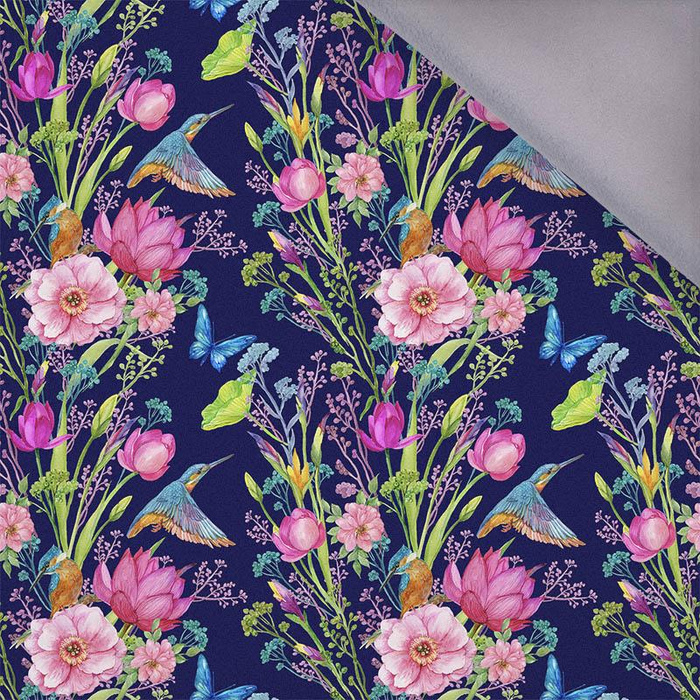 EISVÖGEL UND SCHMETTERLINGE (EISVÖGEL AUF DER WIESE) / dunkelblau - Softshell 