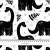 BLACK DINO / PLANTS - Cotton woven fabric