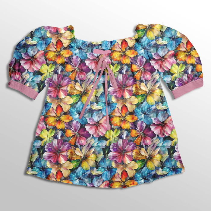 WATER-COLOR FLOWERS pat. 8 - brushed knitwear with elastane ITY