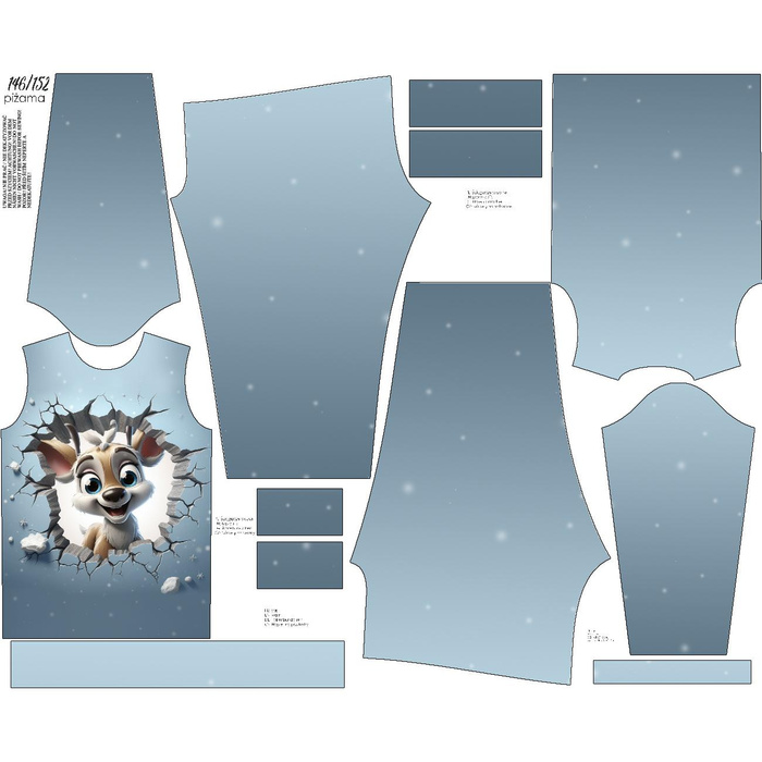 CHILDREN'S PAJAMAS " MIKI" - HAPPY DEER - sewing set (122/128)