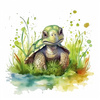 WATERCOLOR TORTOISE - Panel (75cm x 80cm) Sommersweat