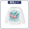 CHILDREN'S (NOE) SWEATSHIRT - FLAMINGOS pat. 2 / white - looped knit fabric (122/128)