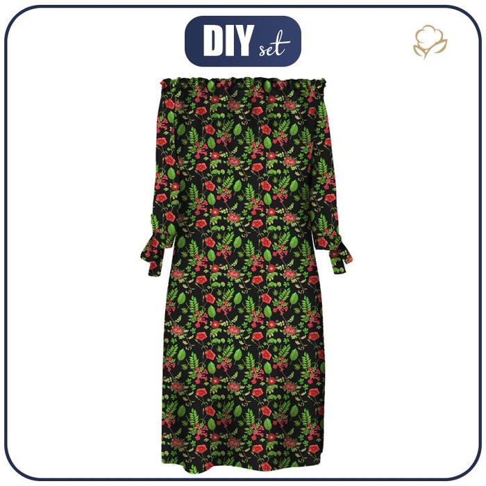 DRESS "CARMEN" - MINI RED GARDEN (PARADISE GARDEN) - crepe XXL