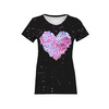 WOMEN’S T-SHIRT - HEART FLOWERS / black - sewing set L