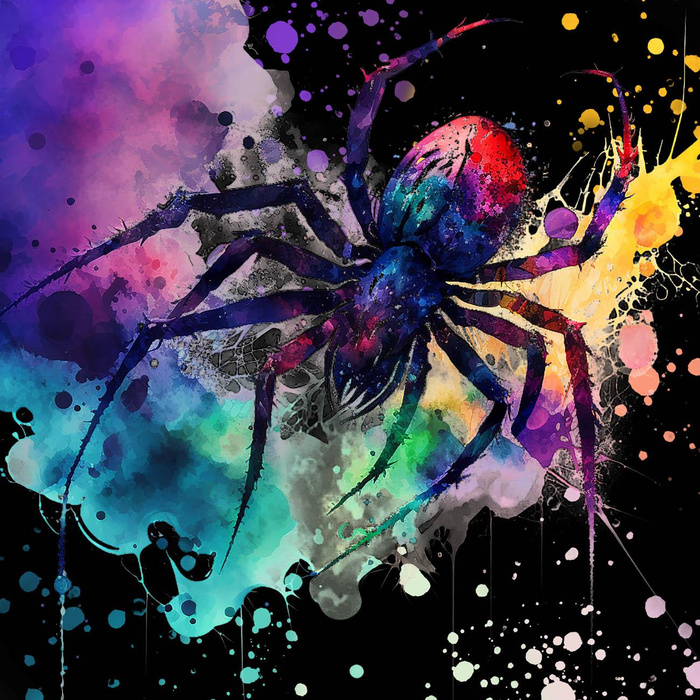 WATERCOLOR SPIDER -  PANEL (60cm x 50cm) brushed knitwear with elastane ITY