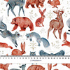 FOLK TIERE M. 1 / weiß (FOLK WALD) - Baumwoll Webware