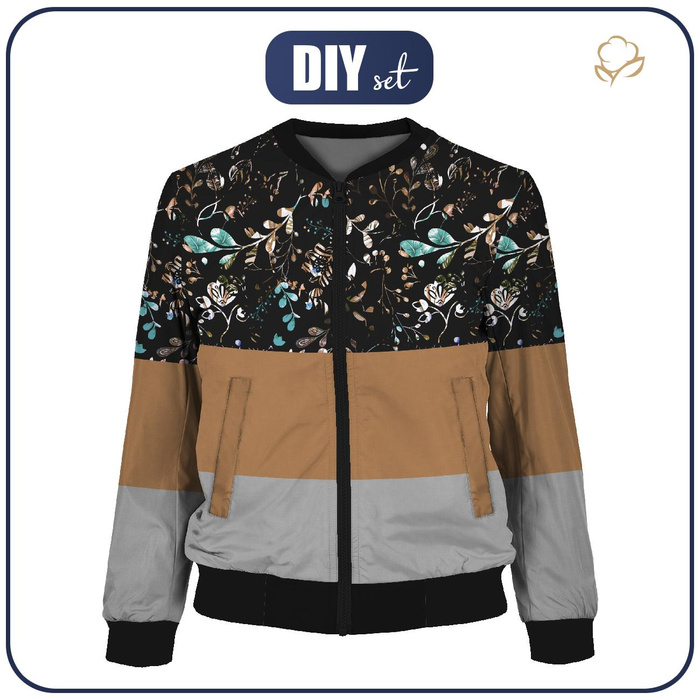 WOMEN’S BOMBER JACKET (KAMA) - FOLK FLORAL / BLOCKS - sewing set XXL