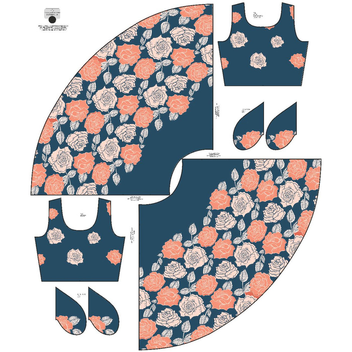 DRESS "ISABELLE" - PASTEL ROSES pat. 3 - sewing set L