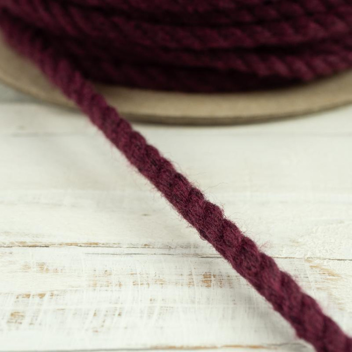 Twisted cotton cord 3 mm - maroon
