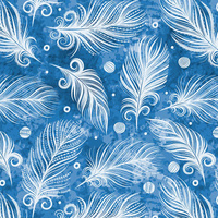 WHITE FEATHERS (CLASSIC BLUE) - Cotton woven fabric