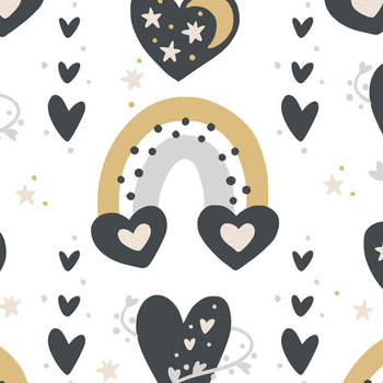 VALENTINESTAG-REGENBOGEN M. 5 / weiß (REGENBOGEN UND HERZEN)