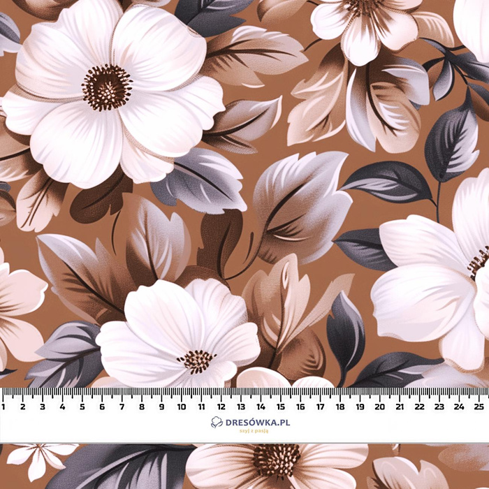 FLOWERS WZ.6/ Mocha Mousse  - dresówka pętelkowa