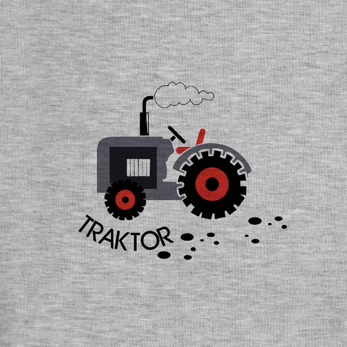 LONGSLEEVE - TRAKTOR GRAU / melange hellgrau - Single Jersey (134/140)