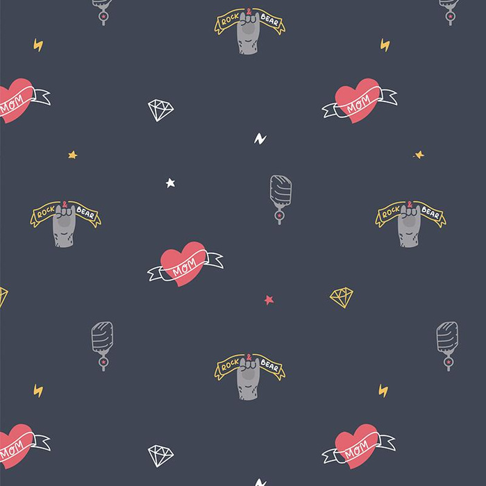 Rock N Roll heart / navy (gelb)