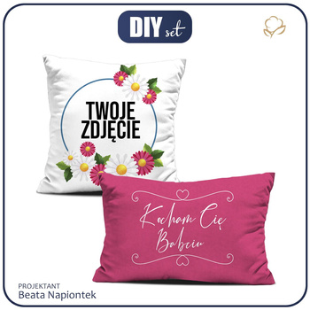 OZDOBNÉ POLŠTÁŘE - KOCHAM CIĘ BABCIU - S VLASTNÍM POTISKEM - Sada šití
